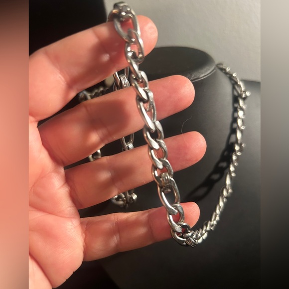 Stainless Steel Silver Color Thick Chain Necklace Unisex - Picture 4 of 8